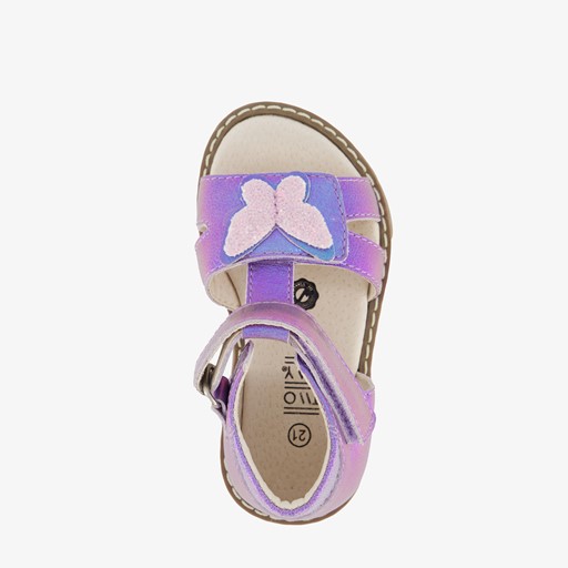 Leren meisjes sandalen metallic paars