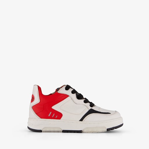 Leren jongens sneakers wit rood