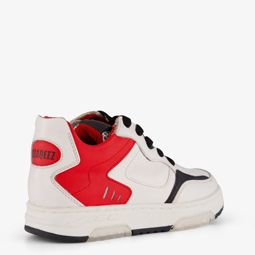 Leren jongens sneakers wit rood