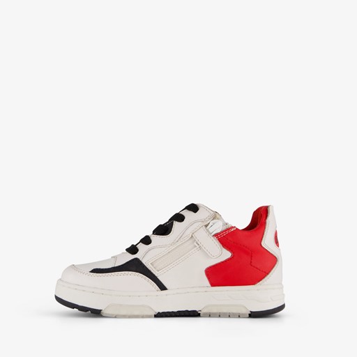 Leren jongens sneakers wit rood