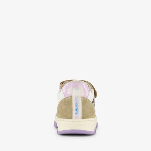 Leren meisjes sneakers beige lila