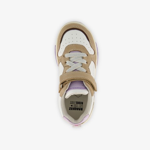 Leren meisjes sneakers beige lila