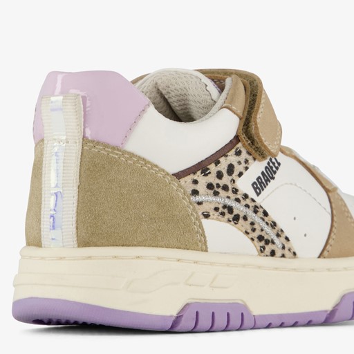Leren meisjes sneakers beige lila