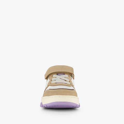 Leren meisjes sneakers beige lila