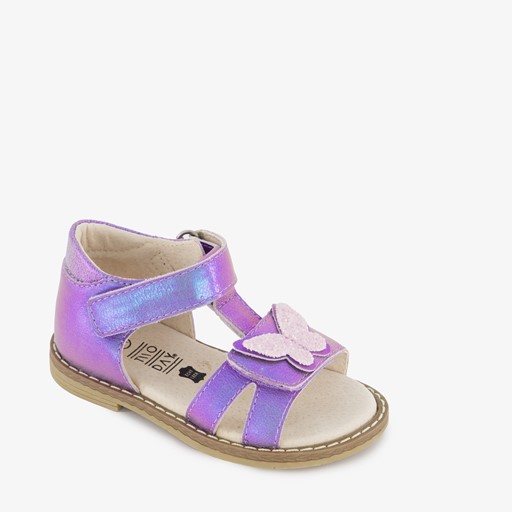 Leren meisjes sandalen metallic paars