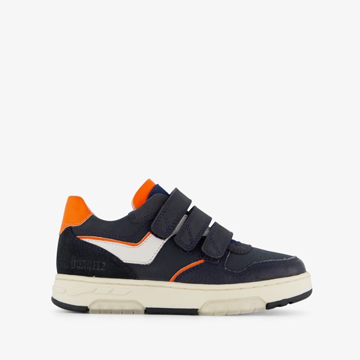 Leren jongens sneakers blauw oranje