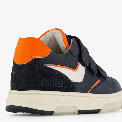 Leren jongens sneakers blauw oranje