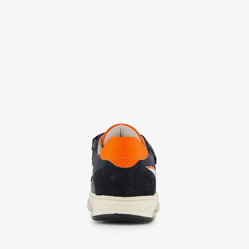Leren jongens sneakers blauw oranje