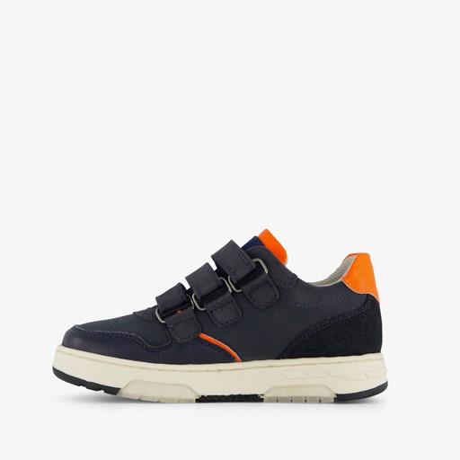 Leren jongens sneakers blauw oranje
