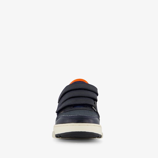 Leren jongens sneakers blauw oranje