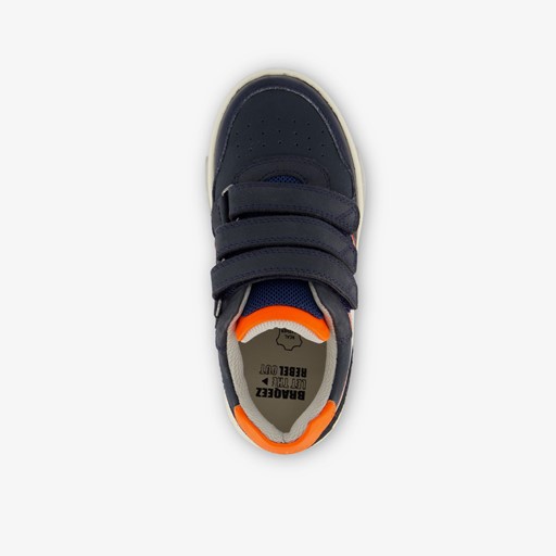 Leren jongens sneakers blauw oranje