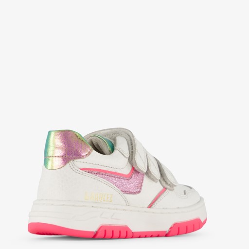 Leren meisjes sneakers wit roze