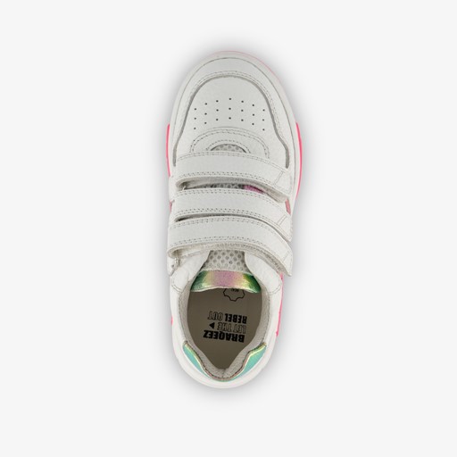 Leren meisjes sneakers wit roze