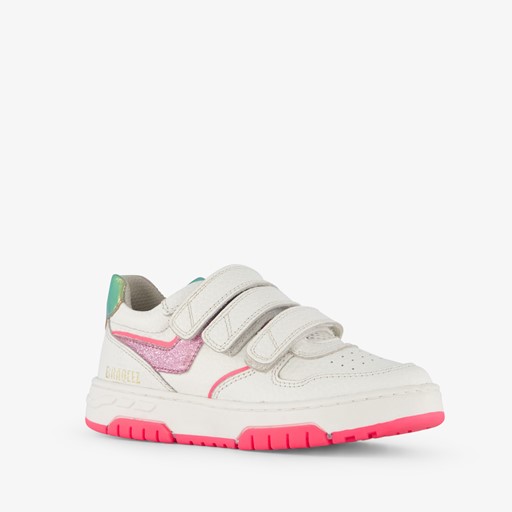 Leren meisjes sneakers wit roze
