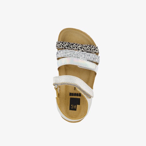 Leren meisjes sandalen zilver met glitters