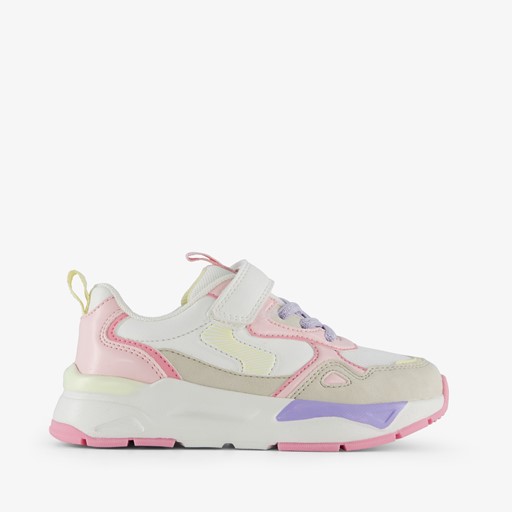Meisjes sneakers wit pastelroze
