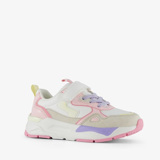 Meisjes sneakers wit pastelroze