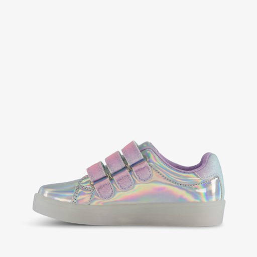Meisjes sneakers zilver met lichtjes