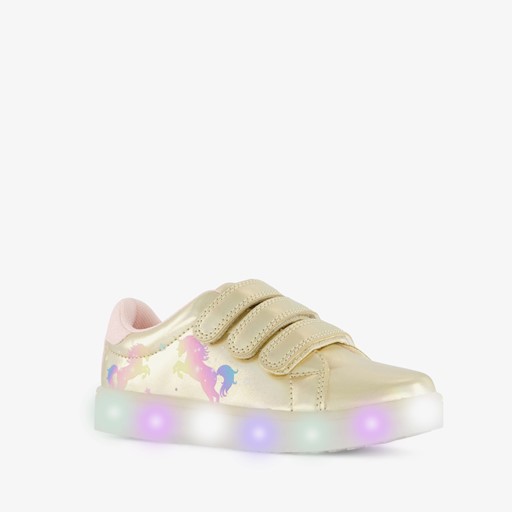 Meisjes sneakers met lichtjes goud