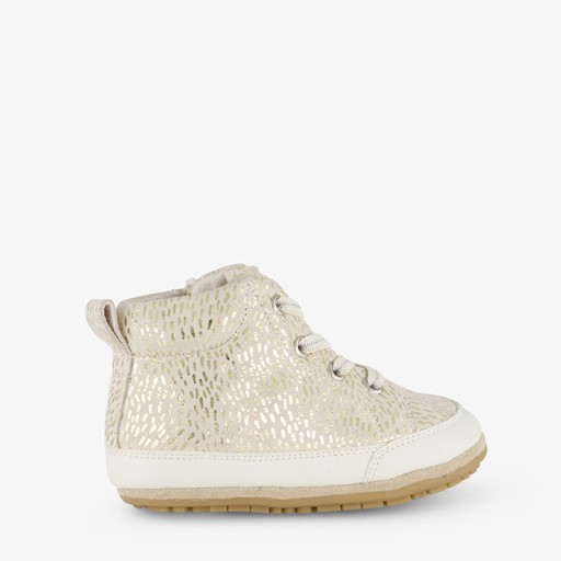 Leren babyschoenen beige goud