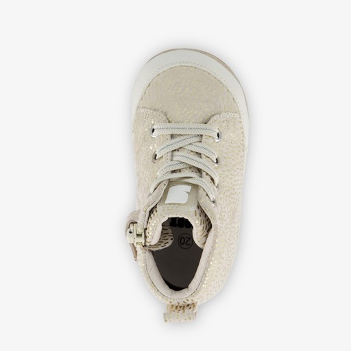 Leren babyschoenen beige goud