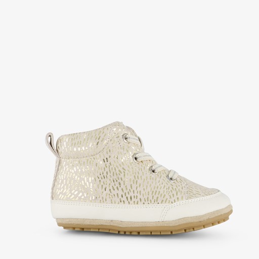 Leren babyschoenen beige goud