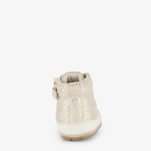 Leren babyschoenen beige goud