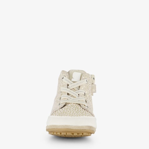 Leren babyschoenen beige goud