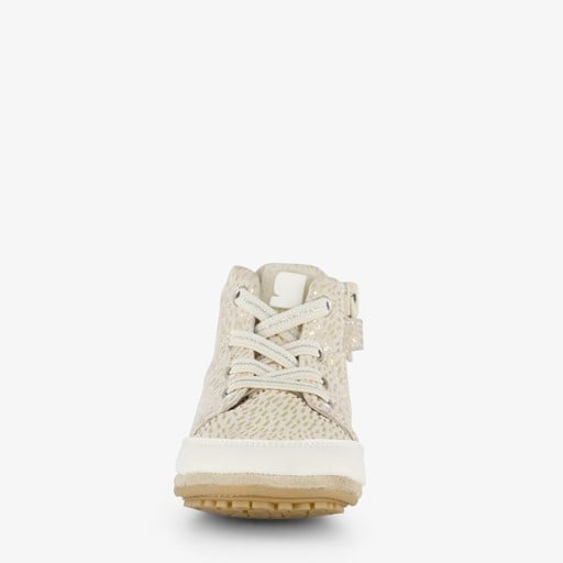Leren babyschoenen beige goud