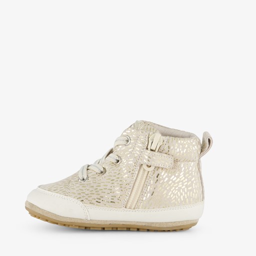 Leren babyschoenen beige goud