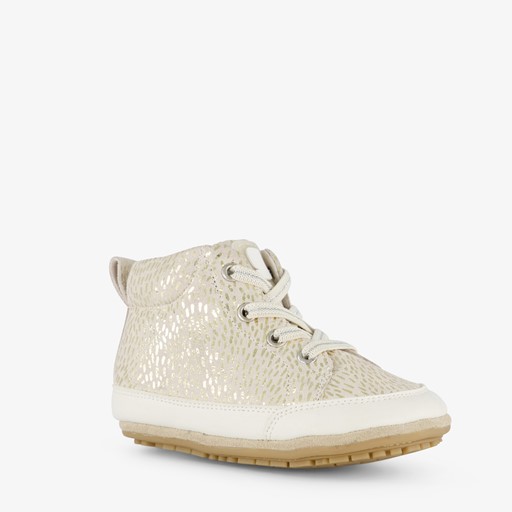 Leren babyschoenen beige goud