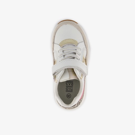 Leren meisjes sneakers wit met tijgerprint