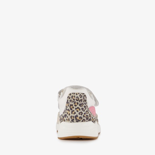 Leren meisjes sneakers wit met tijgerprint