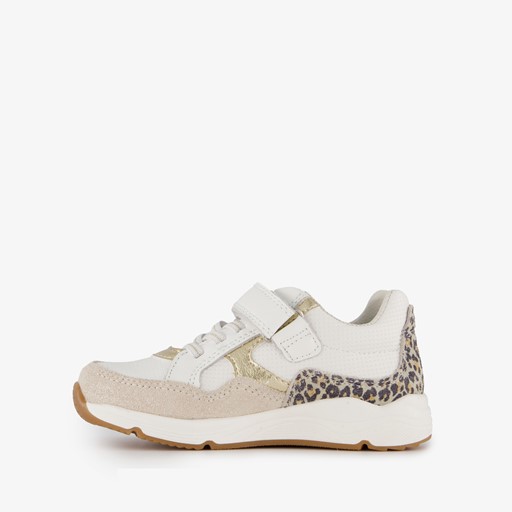 Leren meisjes sneakers wit met tijgerprint
