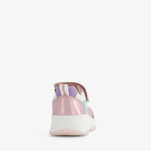 Leren meisjes sneaker wit metallic roze