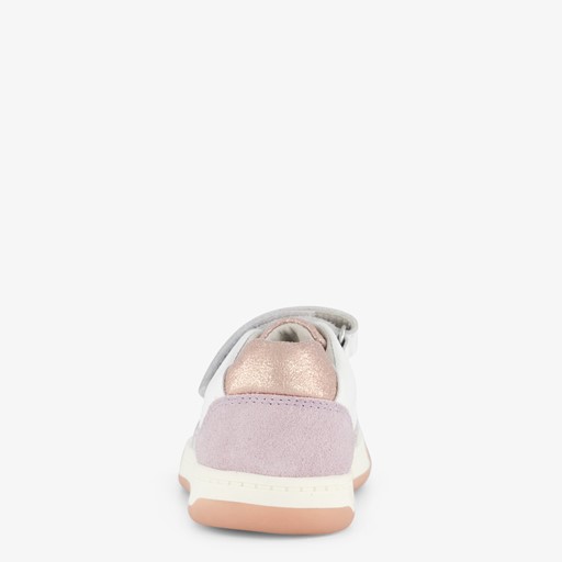Leren meisjes sneaker wit pastelpaars