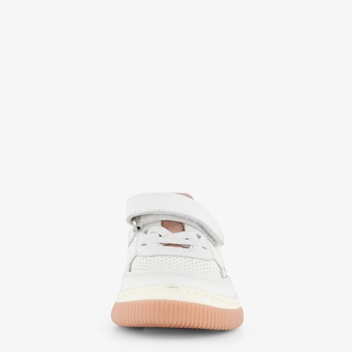 Leren meisjes sneaker wit pastelpaars