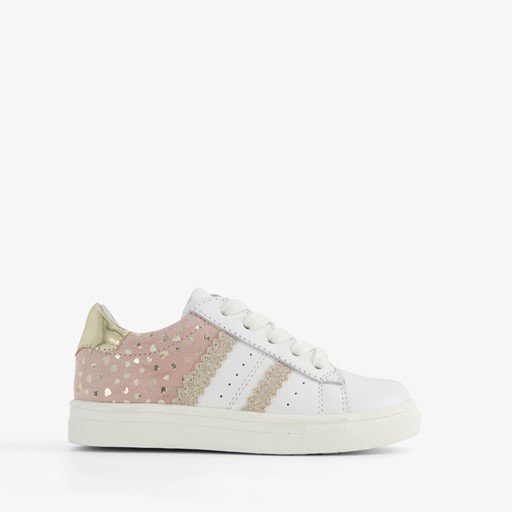 Leren meisjes sneakers met gouden hartjes
