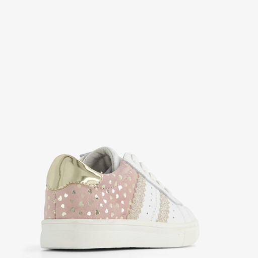 Leren meisjes sneakers met gouden hartjes