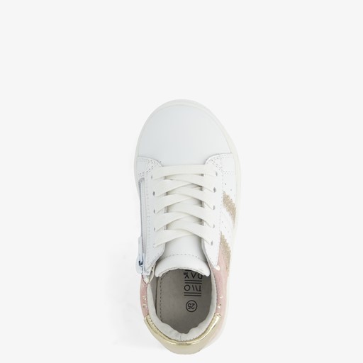 Leren meisjes sneakers met gouden hartjes