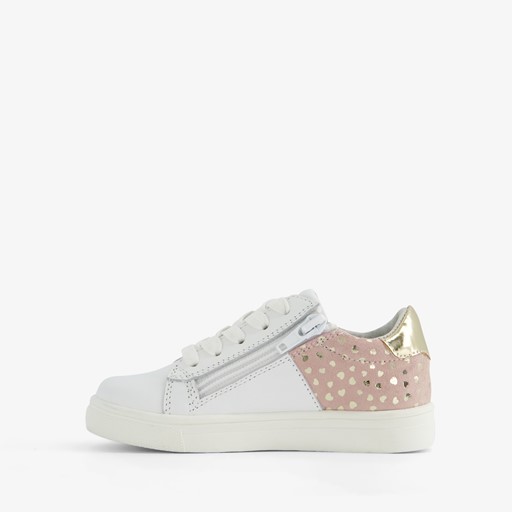 Leren meisjes sneakers met gouden hartjes