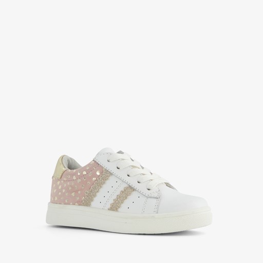 Leren meisjes sneakers met gouden hartjes