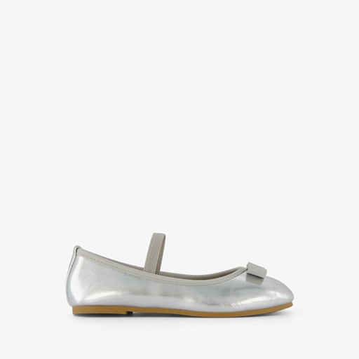 Meisjes ballerina's met strikje zilver