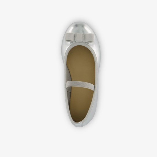 Meisjes ballerina's met strikje zilver