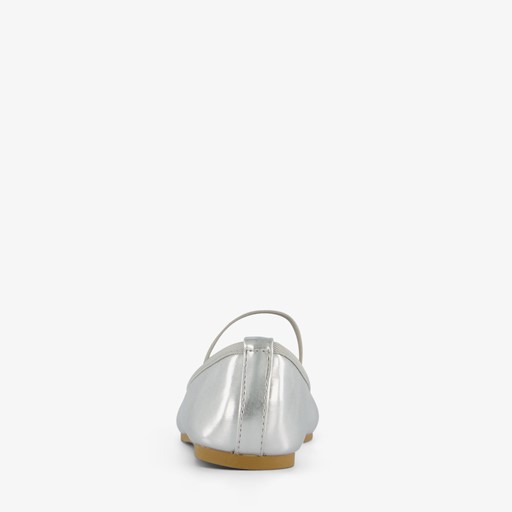 Meisjes ballerina's met strikje zilver