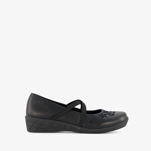 Meisjes ballerina's zwart met bloemen