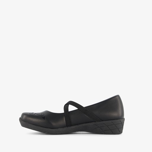 Meisjes ballerina's zwart met bloemen