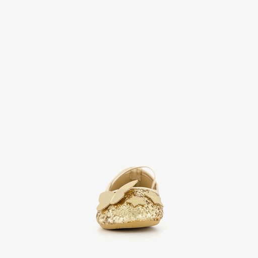 Meisjes glitter ballerina's met vlinder goud