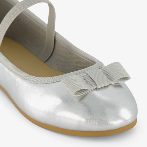 Meisjes ballerina's met strikje zilver