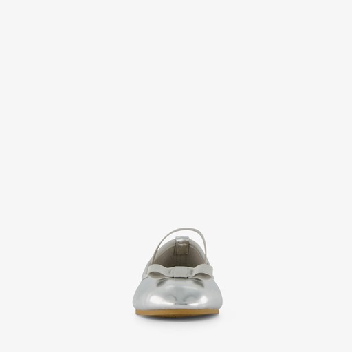 Meisjes ballerina's met strikje zilver